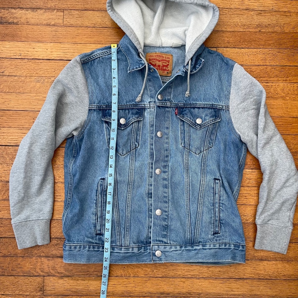 Levi’s Men’s Hybrid Hoodie Trucker Jacket Denim Gray Fleece M - Picture 6 of 9
